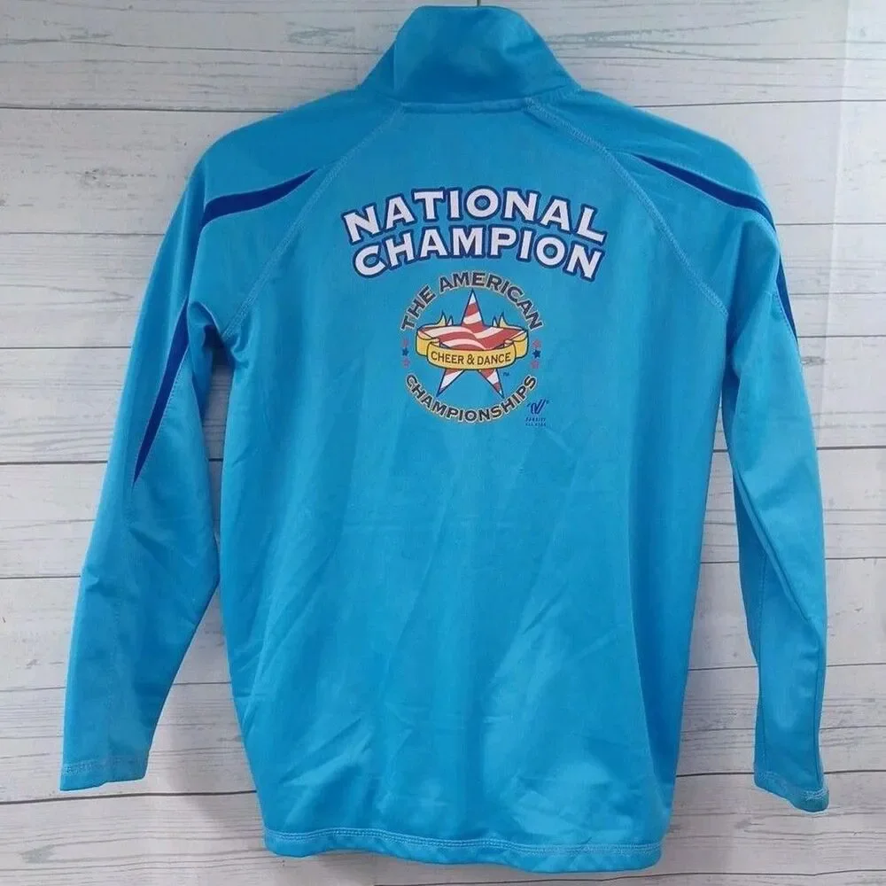 American Cheer and Dance Championships National Full Zip Jacket Blue Sz Youth L